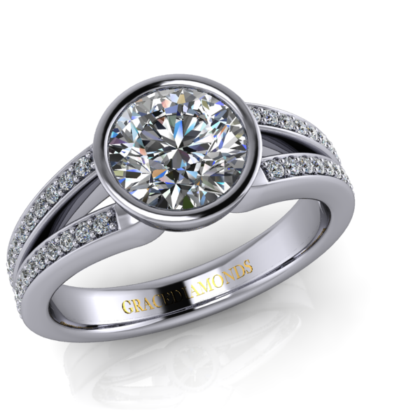 Plat RBC Diamond Eng Ring with Dmnd Split Shank