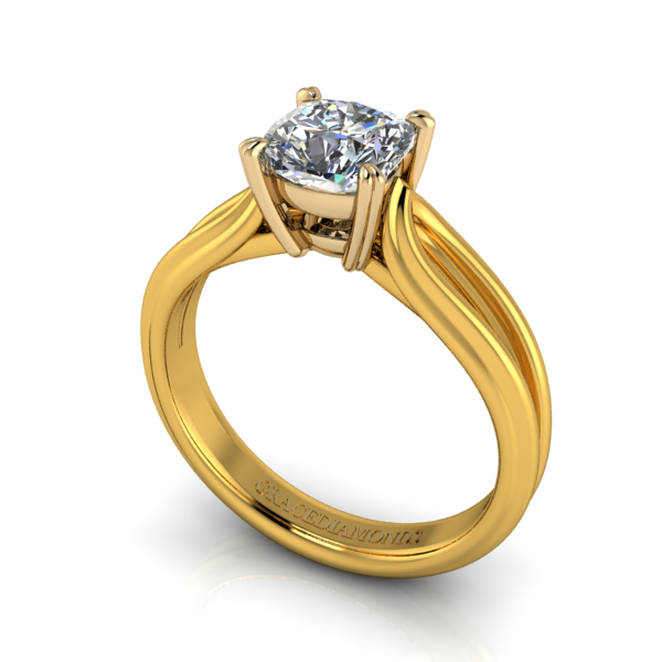 YG RBC Diamond Solitaire with Split Shank