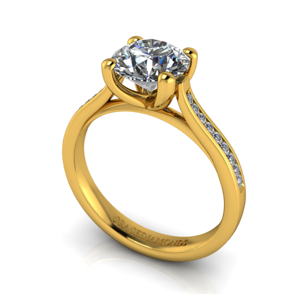 YG RBC Solitaire with Dmnd Shank