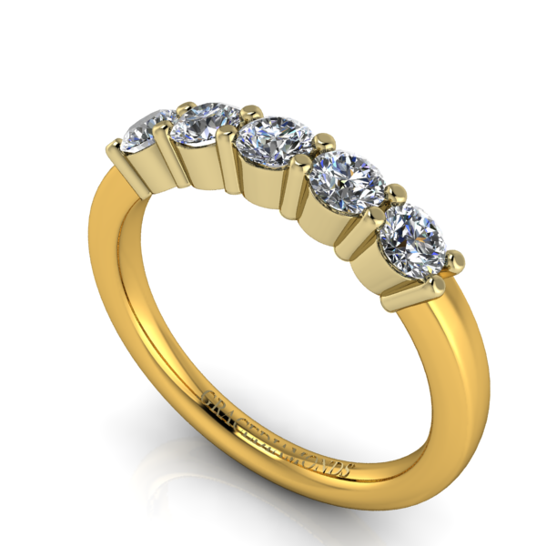 YG 5 stone Round Brilliant Cut Diamond Ring