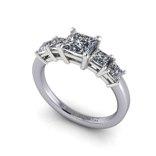 Platinum 5 stone Princess Cut Diamond Ring