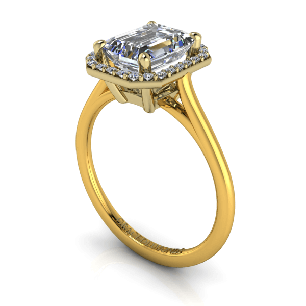 Yellow Gold Emerald Cut Diamond Halo Ring