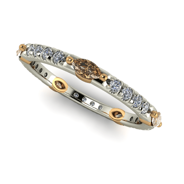 White and Yellow Gold with White and Oval Cognac Diamonds
