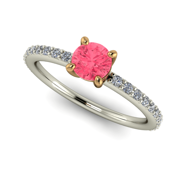 9kt White Gold Round Cut Topaz and Diamond Band