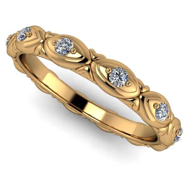 9kt Yellow Gold and Round Cut Diamond Band